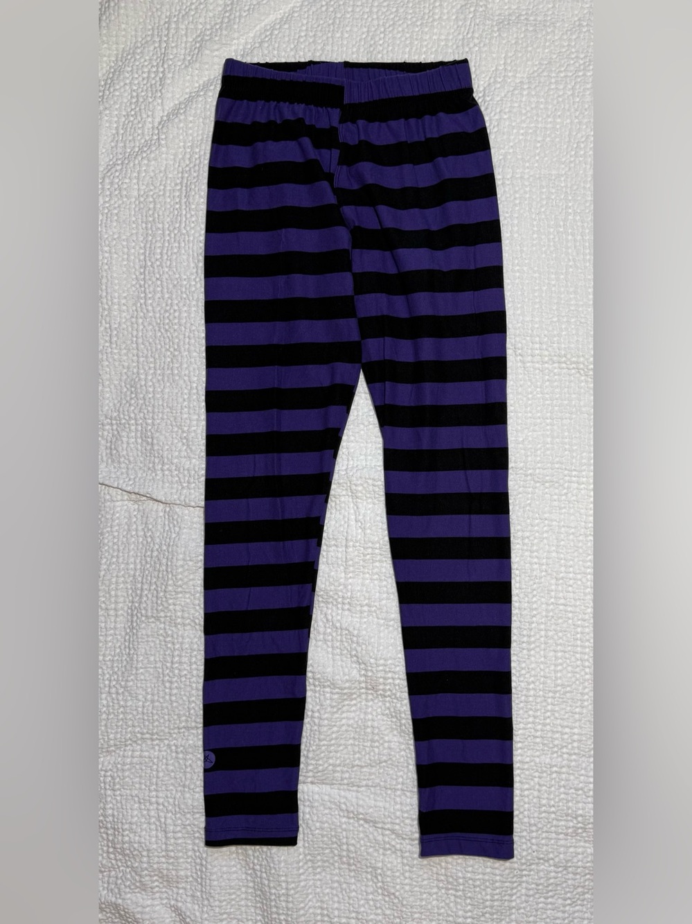 Sweetlegs Striped Purple & Black Stretch Leggings